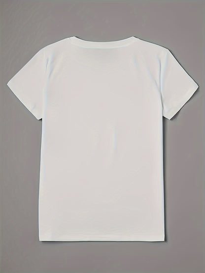 Leopard Lip Print Crew Neck T-shirt, հարմարավետ կարճաթև վերնաշապիկ ամառային և գարնան համար, կանացի հագուստ