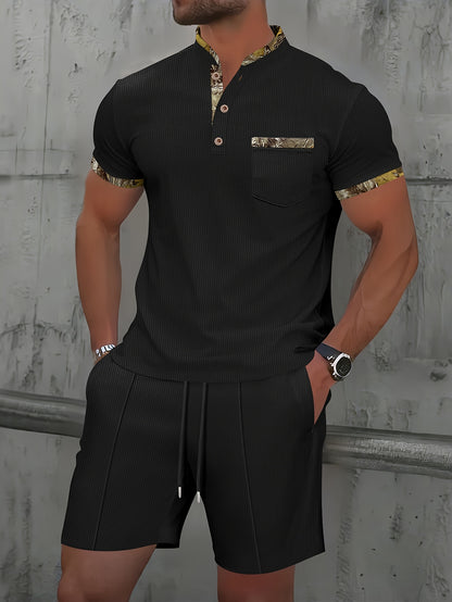 Men's Casual Summer Suit Set - Short Sleeve Shirt & Shorts