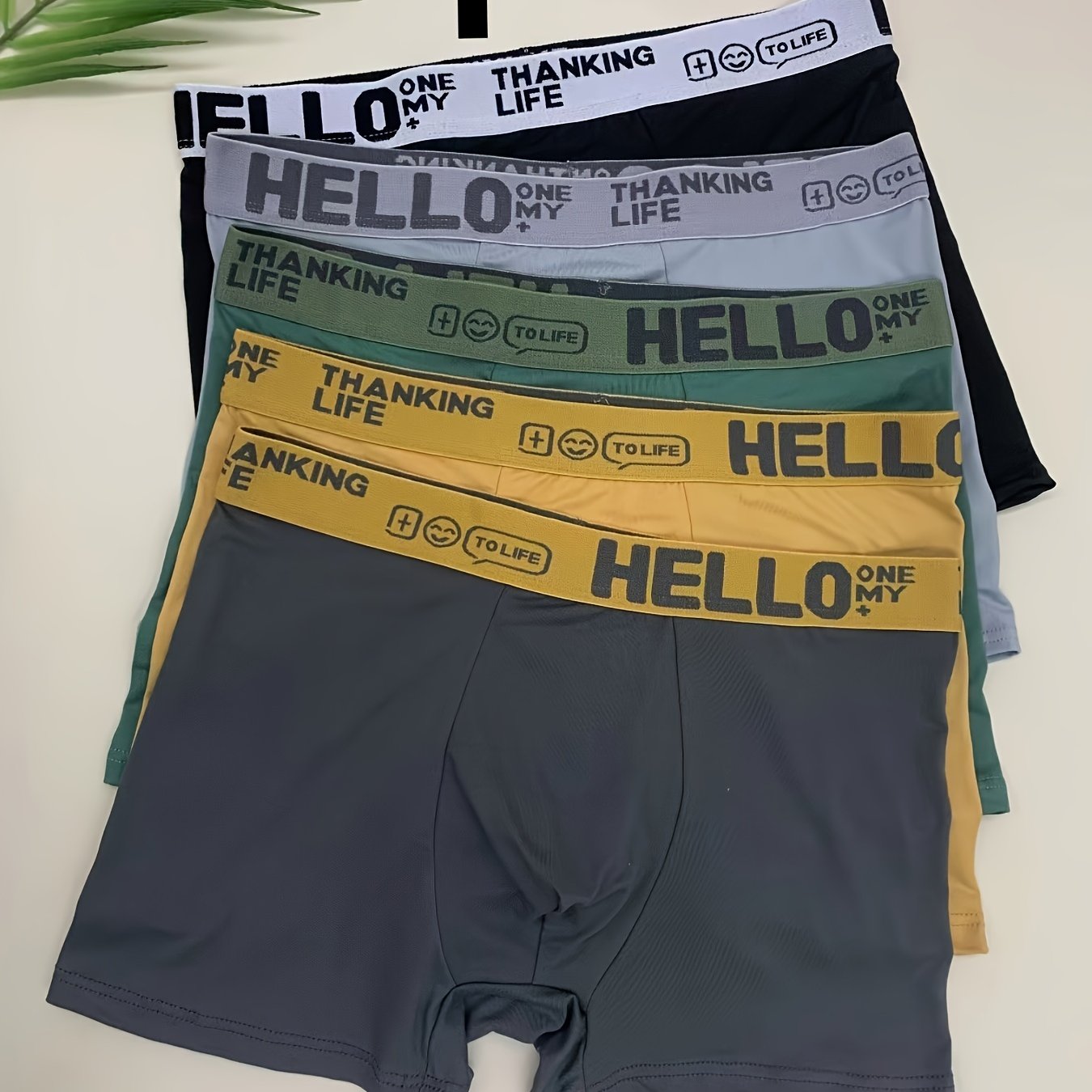 Տղամարդկանց HELLO Boxer Briefs 1/3 հատ, շնչող փափուկ պոլիեսթեր սպանդեքս, պինդ գույնի պատահական ներքնազգեստ բոլոր եղանակների համար