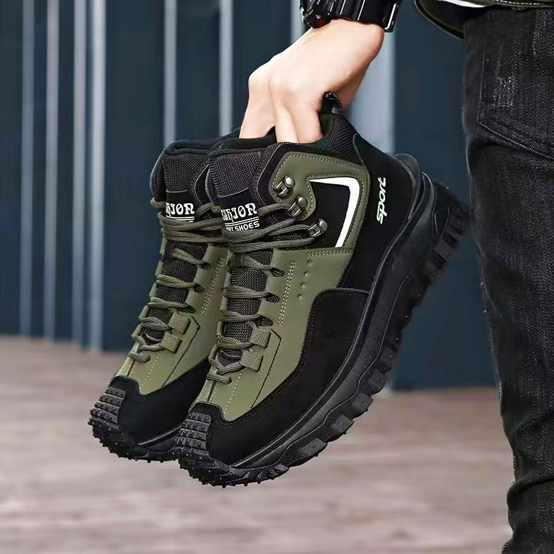 Men's Slip-Resistant Mid-Calf Outdoor Boots with PVC Sole