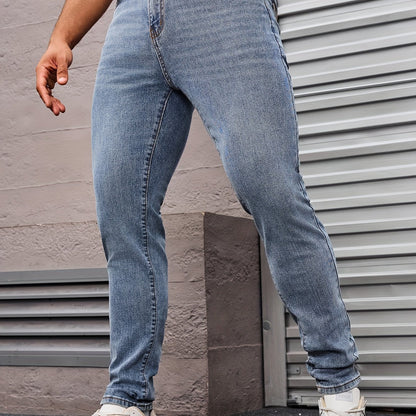 Men's Slim Fit Jeans - Rayon Blend, Stretch Denim, Solid Color, Machine Washable, Everyday Denim|Slim Fit Jeans|Rayon Blend Denim
