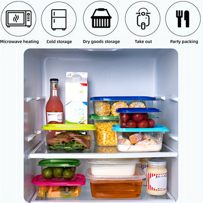 10pcs Clear Plastic Food Storage Containers with Blue Lids - Stackable, Reusable, Perfect for Kitchen Organization - Ideal for Grains, Meats, Fruits, Vegetables - Dishwasher & Microwave Safe