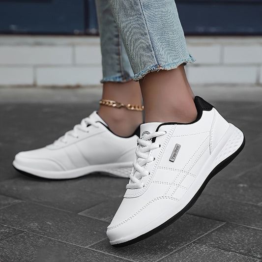 Women's Casual Lace-Up Sneakers, Fashion Platform Soft Sole Lace Up Walking Shoes, Low-top Running Sporty Trainers