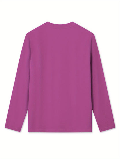 Women'S Christmas Long Sleeve T-Shirt - Santa Claus & Holiday Graphic Tee, Machine Washable Everyday & Party Outfit for Christmas, New Year'S Eve - Non-See-Through Casual Top, Christmas Shirts, Festive Attire, Round Neckline