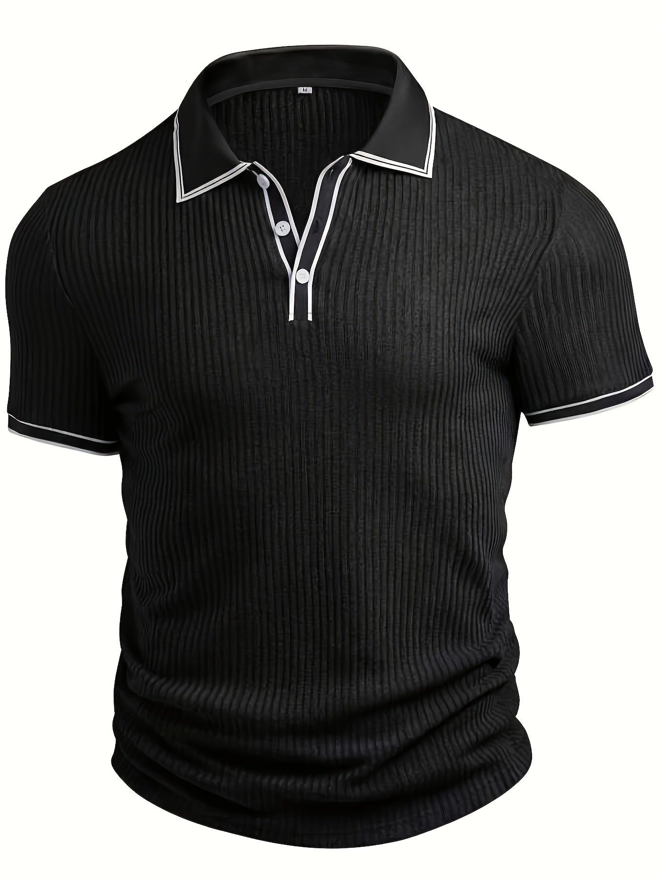 Men's Summer Casual Polo Shirt with Contrast Collar