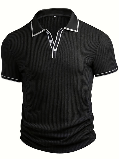 Men's Summer Casual Polo Shirt with Contrast Collar