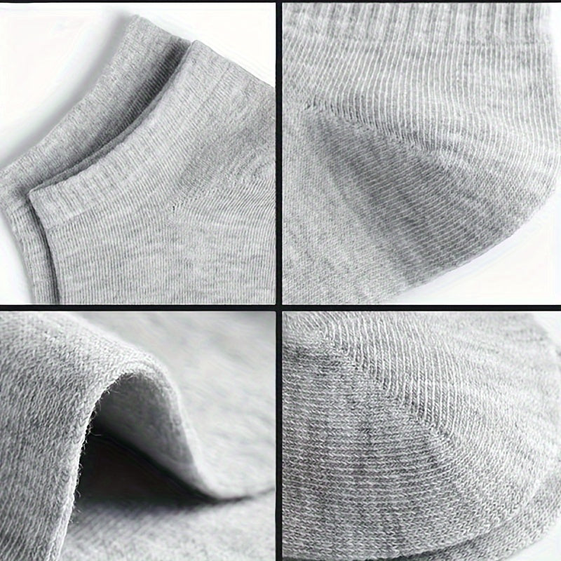 5 Pairs Of Men's Knitted Solid Color Low-cut Socks, Comfy & Breathable Elastic Socks, For Daily Wearing