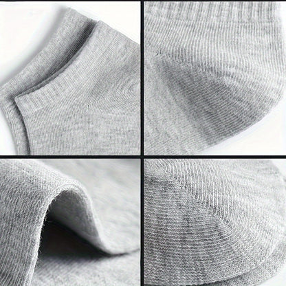 5 Pairs Of Men's Knitted Solid Color Low-cut Socks, Comfy & Breathable Elastic Socks, For Daily Wearing