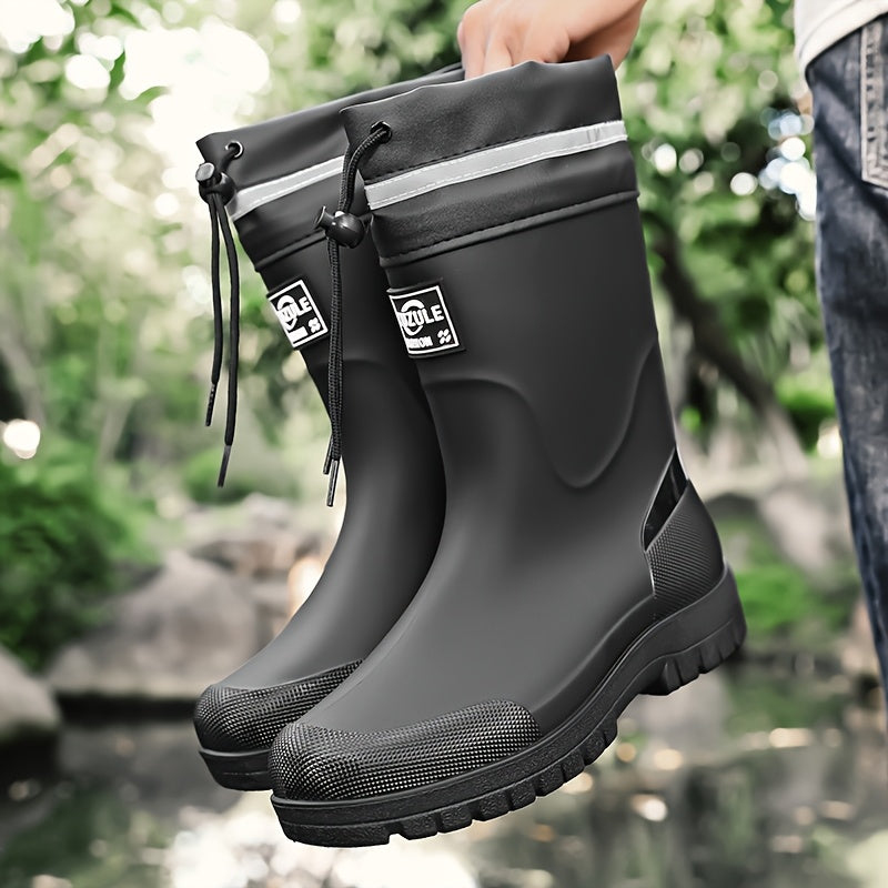 Men's Lightweight Rubber Rain Boots Casual Mid-Calf Style