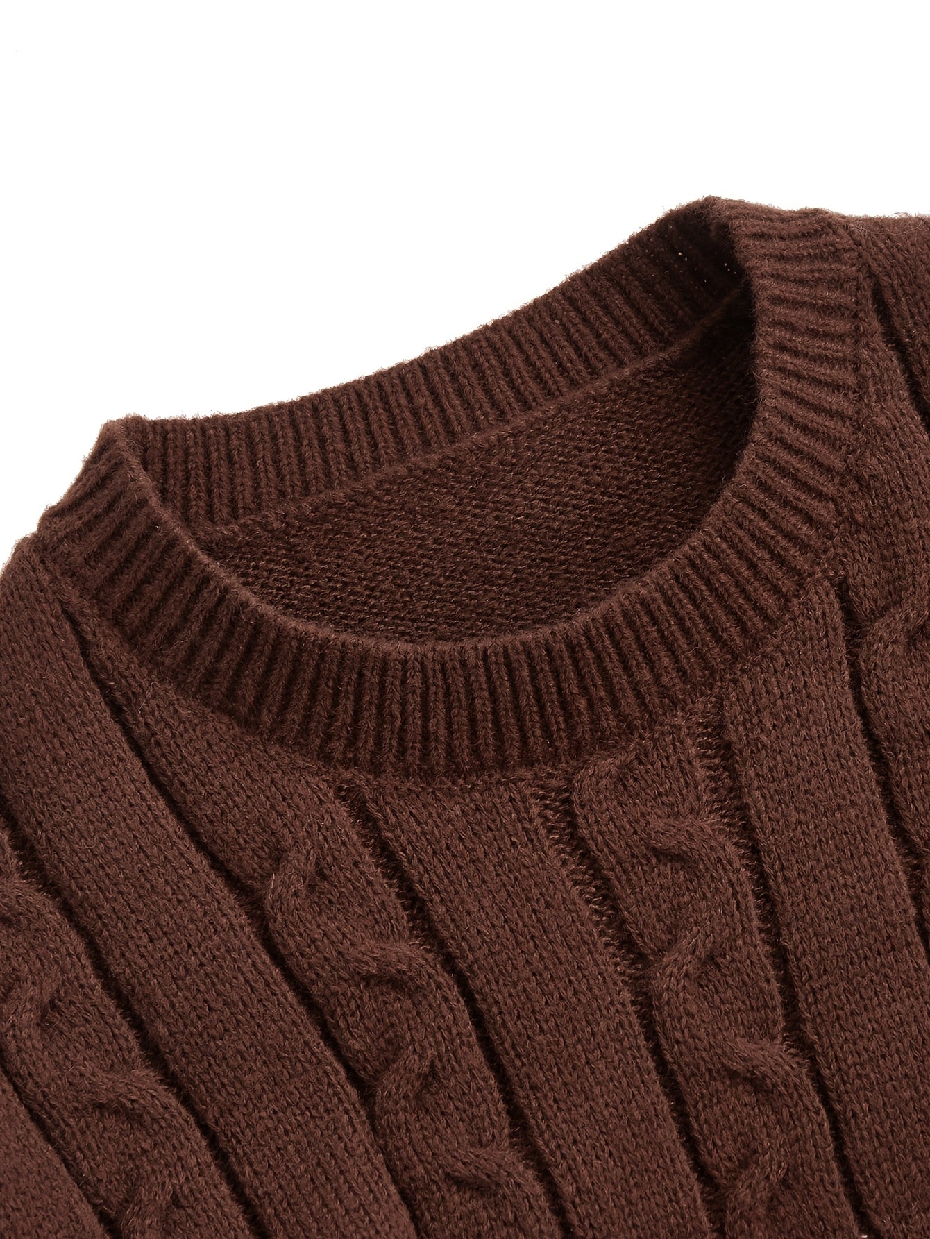 Men's Slim-Fit Cable Knit Sweater - Winter Warm Pullover with Geometric Corduroy Clasp (Adjustable Rope), Round Neck Long Sleeve Casual Sweating for Fall/Winter Layering - Hand Washable Knitwear for Smart-Casual Outfits (Not