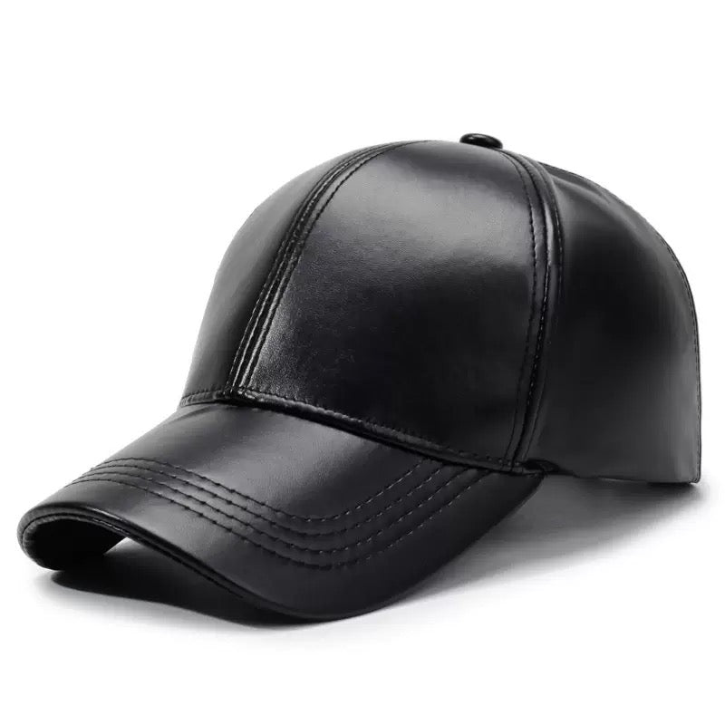 Men's PU Leather Baseball Cap Casual Adjustable Hat