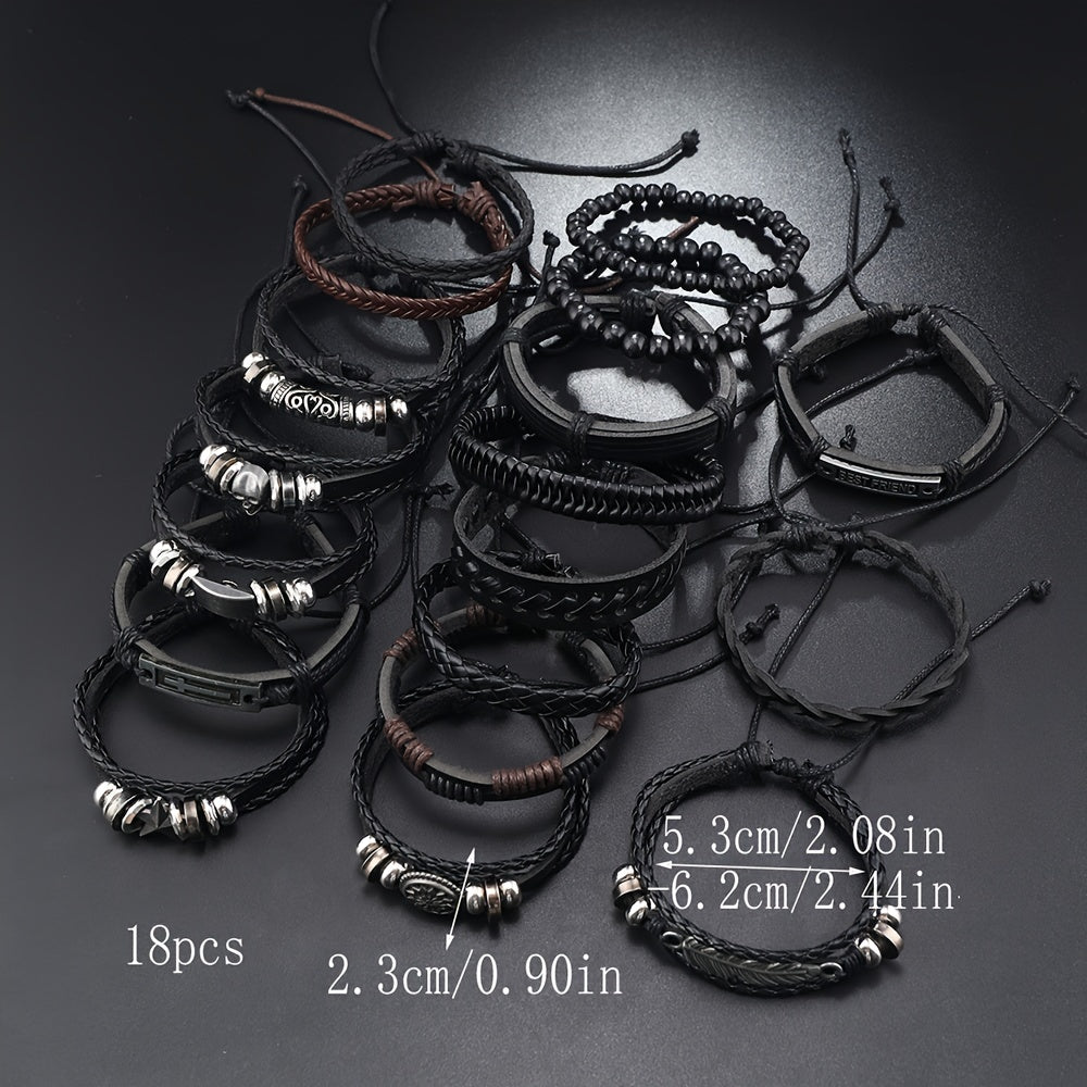 18Pices Men's Vintage Multilayer Alloy Jewelry Party Wear Fashion Street Jewelry Accessories