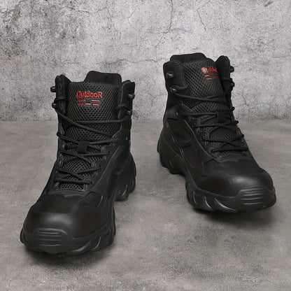 Men's High-Top Outdoor Hiking Boots, Durable All-Season Footwear