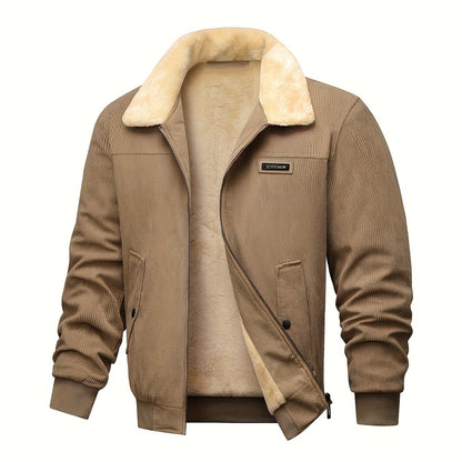 Men'S Heavyweight Winter Jacket - Thermal Insulated Coat with Zipper Closure, Long Sleeve Cold Weather Outerwear, Front Pockets - Olive Green - Formal & Casual Outerwear, Thick