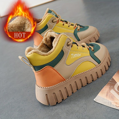 Կանացի ձմեռային ջերմային ձնագնացքներ, բրդյա երեսպատմամբ, բարձրացնող հարթակով, հաստ ներբանով, հարմարավետ, կապերով, միջին բարձրության խողովակաձև ճտքակոշիկներ: