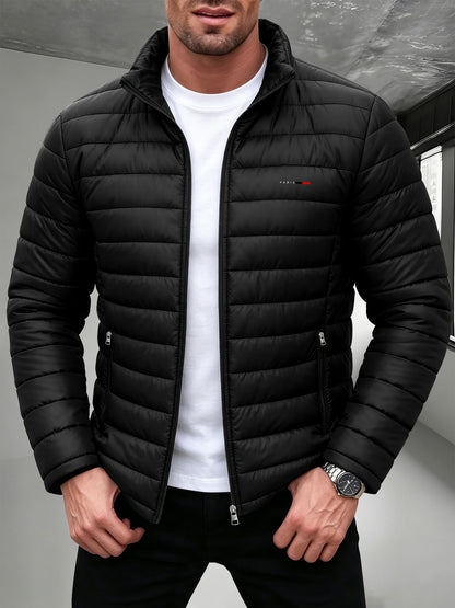 Men's Lightweight Stand Collar Jacket with Zipper Pockets