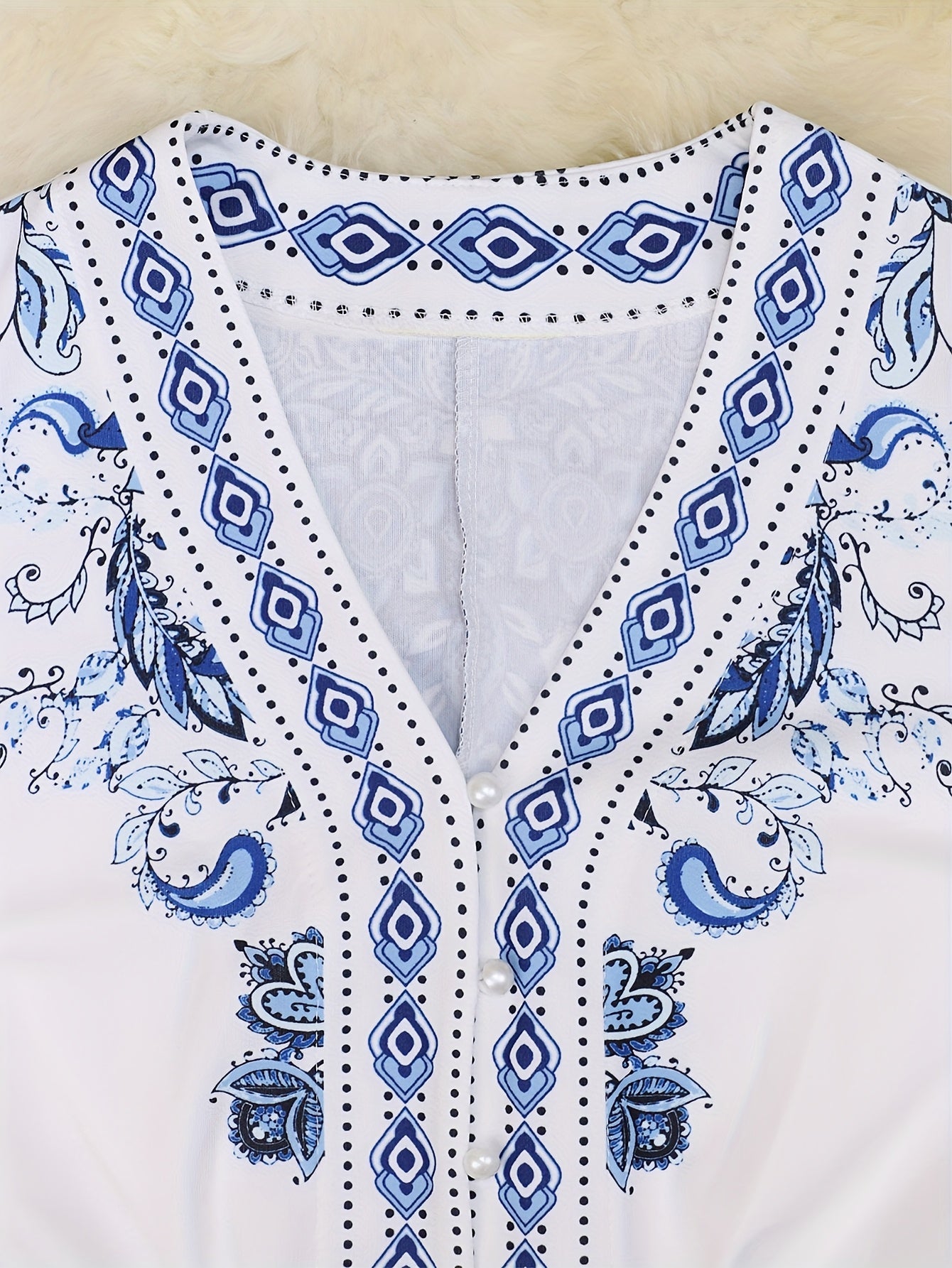 Holiday Cheer] Women's Bohemian Floral Print Half-Sleeve Midi Dress with Belt - V-Neck, Lightweight Polyester, Perfect for Summer Vacations, Casual Summer Wear|Print Casual Dress|Lightweight Dress, Holiday Dress