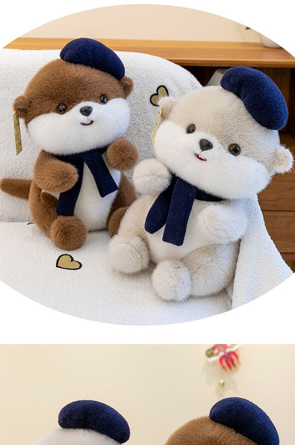 Սիրուն բերետ՝ կուղբաձև փափուկ խաղալիք | Փափուկ խաղալիք տիկնիկ շարֆով, սիրուն կուղբաձև փափուկ խաղալիք ծննդյան նվեր աղջիկների և երեխաների համար, պոլիեսթերային մանրաթել և մուգ շագանակագույն