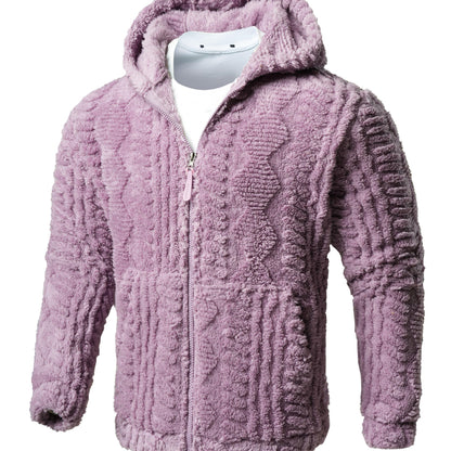 [Elson OBM] Solid Color Fashion Hooded Jacket, Long Sleeve Zip-Up Outerwear, Windproof and Warm, Comfortable for Autumn and Winter, Ideal as a Gift