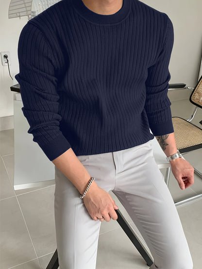 2024 New Cross-Border Men'S Round Neck Pullover Knitted Sweater