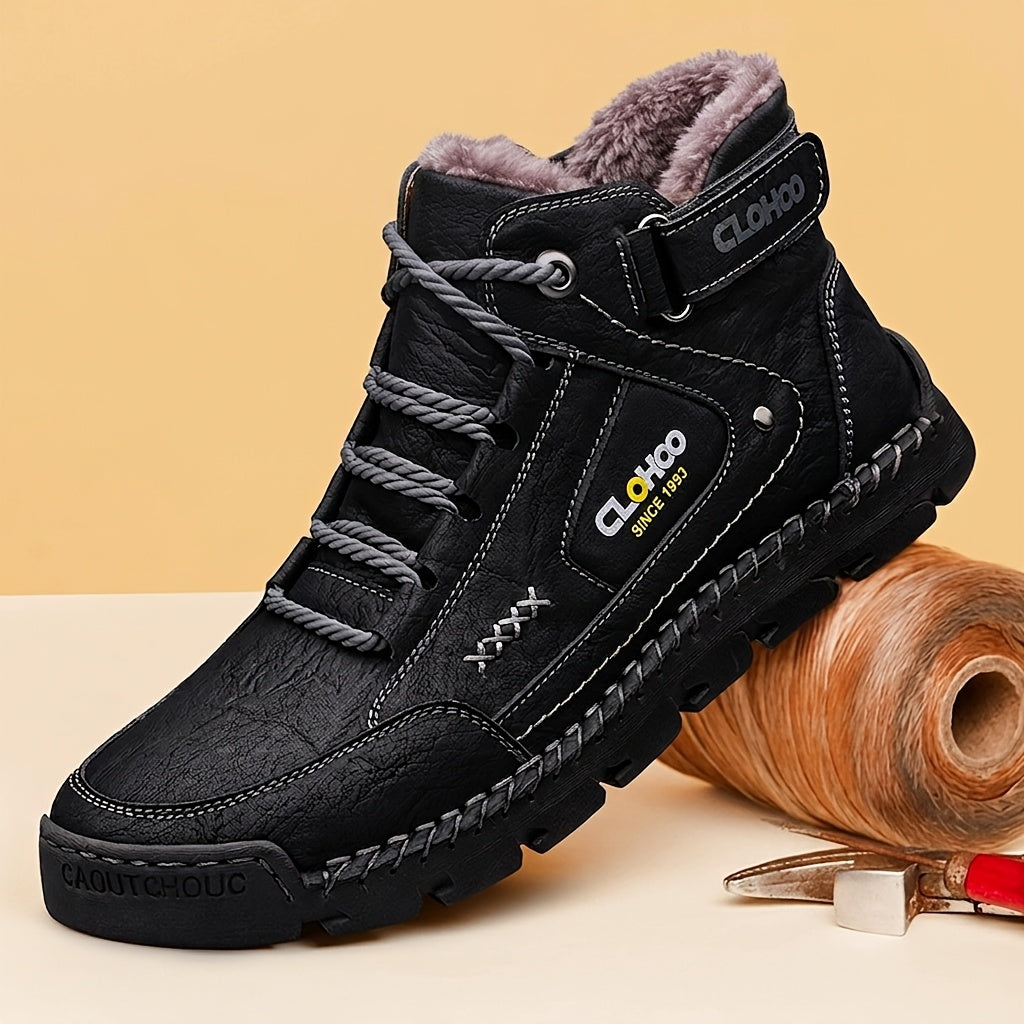 Men's Warm Winter Ankle Boots - Durable Handmade Lace-Up Chukas
