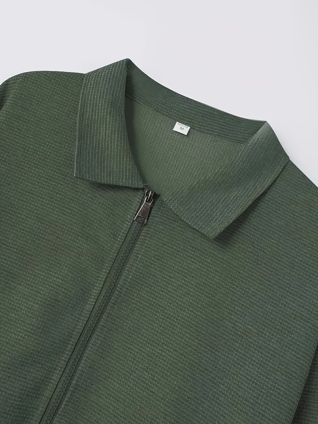 Men'S Lightweight Waffle Knit Long Sleeve Zip-Up Jacket - Breathable Golf & Running Top with Pockets, Casual Sporty Design for Outdoor Activities, Spring/Fall, Golf Jacket, Active Lifestyle Apparel, Classic Collar Style, Dura