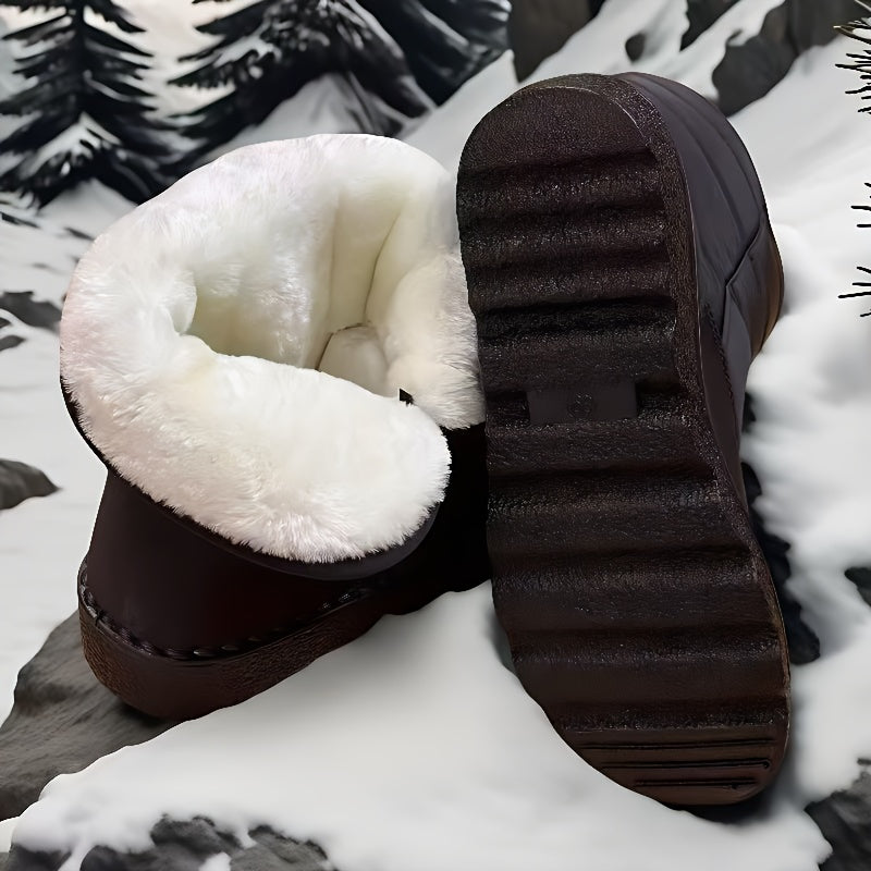 New Winter Plus-Size Women'S Boots with Thickened Fleece, High-Tube Round-Toe Flat Snow Boots, Stylish And Warm for Women.