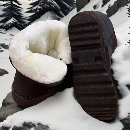New Winter Plus-Size Women'S Boots with Thickened Fleece, High-Tube Round-Toe Flat Snow Boots, Stylish And Warm for Women.
