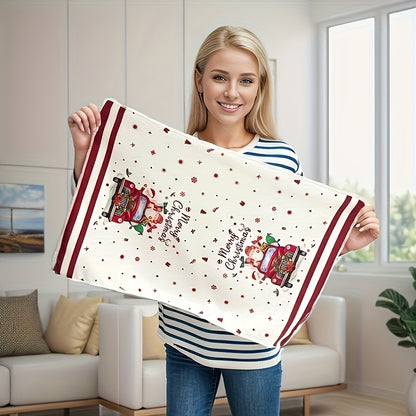 Super Soft Microfiber Christmas Towel - Plaid & Holiday Patterns (Snowman, Reindeer, Bells) with "Let It Snow" & "Merry Christmas" Phrases, High Absorbency Bath & Hand Towel for, s, Xmas Tree Decorations - Festive Winter Gift