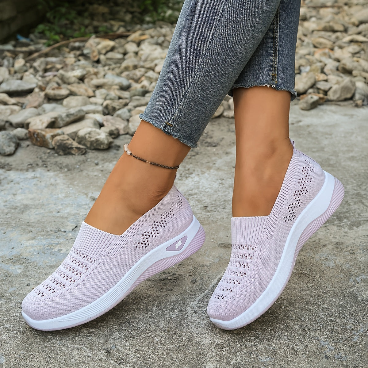 Women's Breathable Slip-On Flat Shoes with Soft PVC Sole