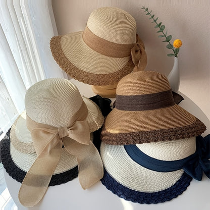 Women's Summer Straw Beach Hat with Moisture Wicking