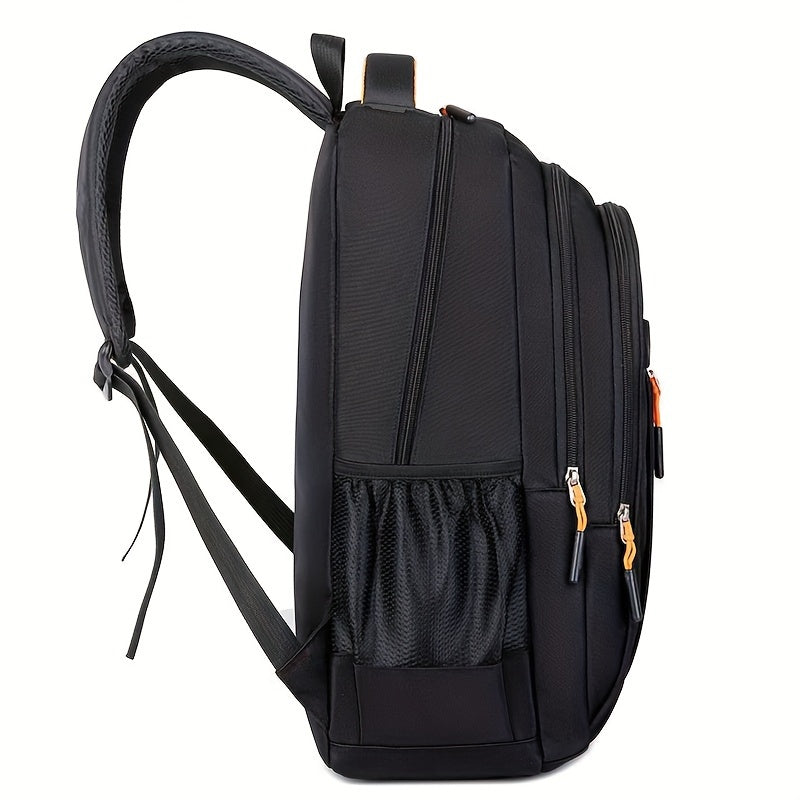 Large Capacity Waterproof Travel Backpack for Men - Durable Nylon, Adjustable Straps, Multi-Compartment Business and School Bag, Black, Backpack for Travel