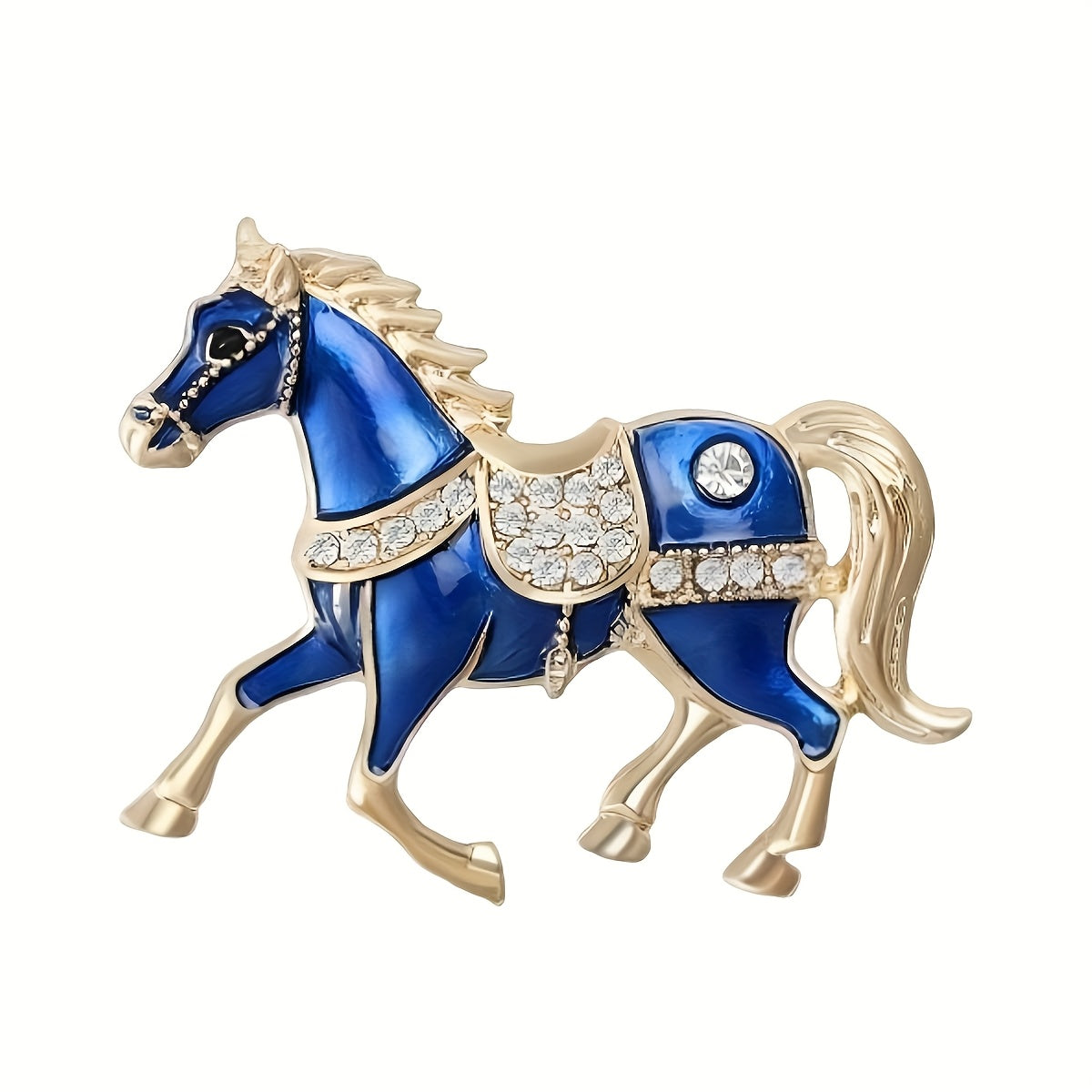1pc Enamel Dripping Oil Inlaid Rhinestone Pony Fashion Brooch | Creative Ethnic Style Horse Badge Pin, High-End Design Couple Accessories, Exquisite Suit Corsage Party Decoration, Suitable for Christmas, Year of the Horse, Eq