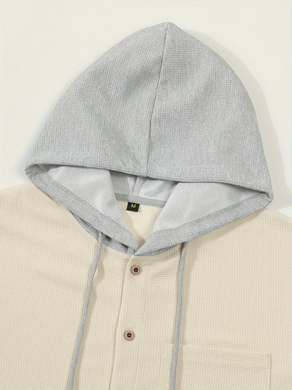 Men's Casual Hooded Jacket - Soft, Breathable Polyester with Button-Up Design & Pockets | Perfect for Spring, Fall & Outdoor Activities, Long Sleeve, Fashion, Daily, Leisure Style, Conventional Version
