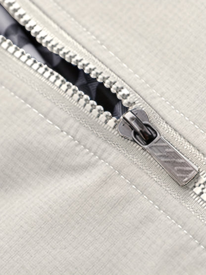 Men's Long Sleeve Zip Up Stand Collar Coat, Business Stand Collar Jacket With Zipper Pockets, Spring Autumn Men's Clothing