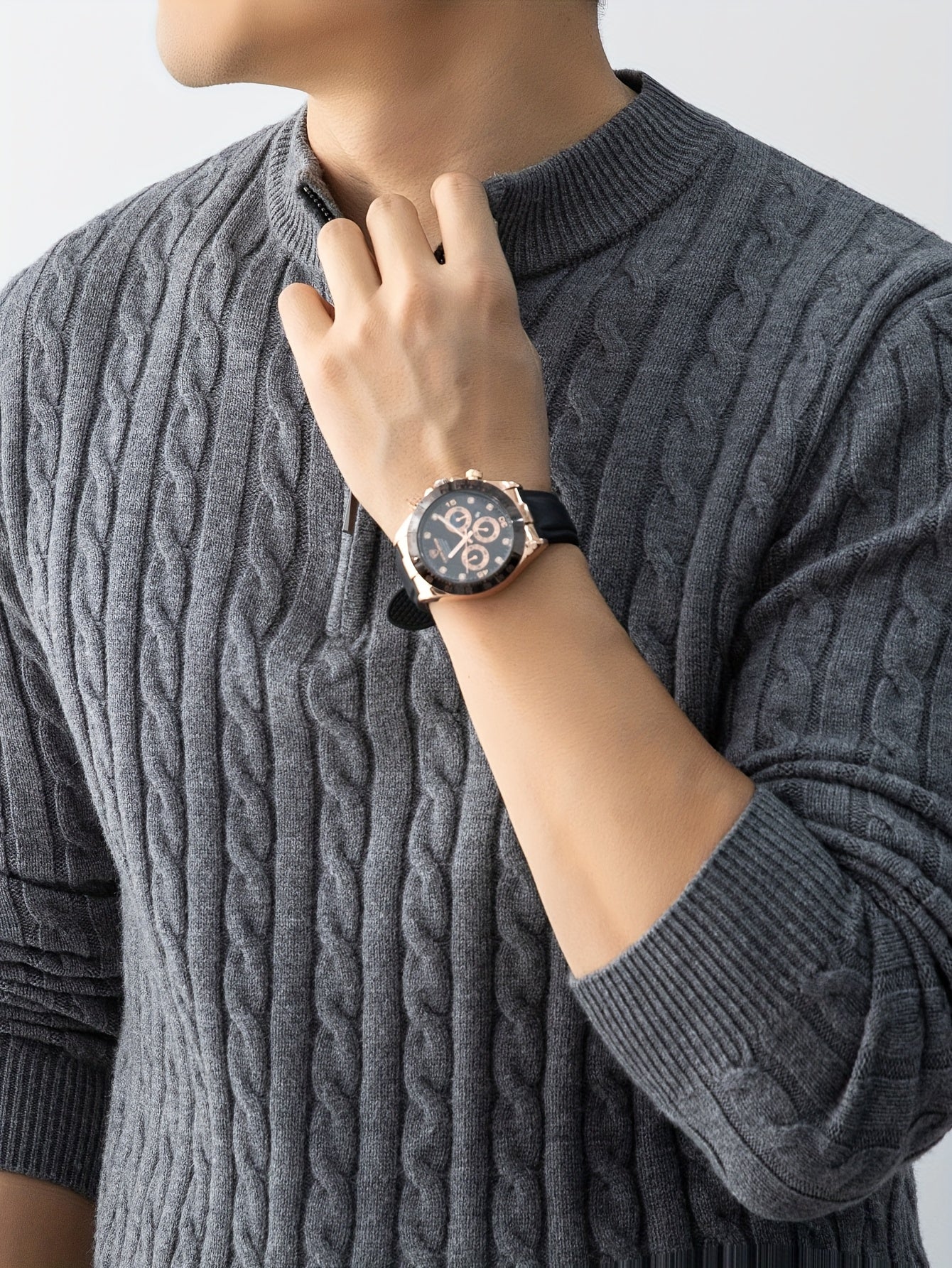 New Men'S Christmas Gift: a Thick, Warm, And Cold-Resistant Knitted Sweater with a Cable-Knit Design And a Zippered Collar, Suitable for Both Layering And Wearing Alone, Perfect for Casual And Versatile Outfits