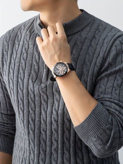 New Men'S Christmas Gift: a Thick, Warm, And Cold-Resistant Knitted Sweater with a Cable-Knit Design And a Zippered Collar, Suitable for Both Layering And Wearing Alone, Perfect for Casual And Versatile Outfits