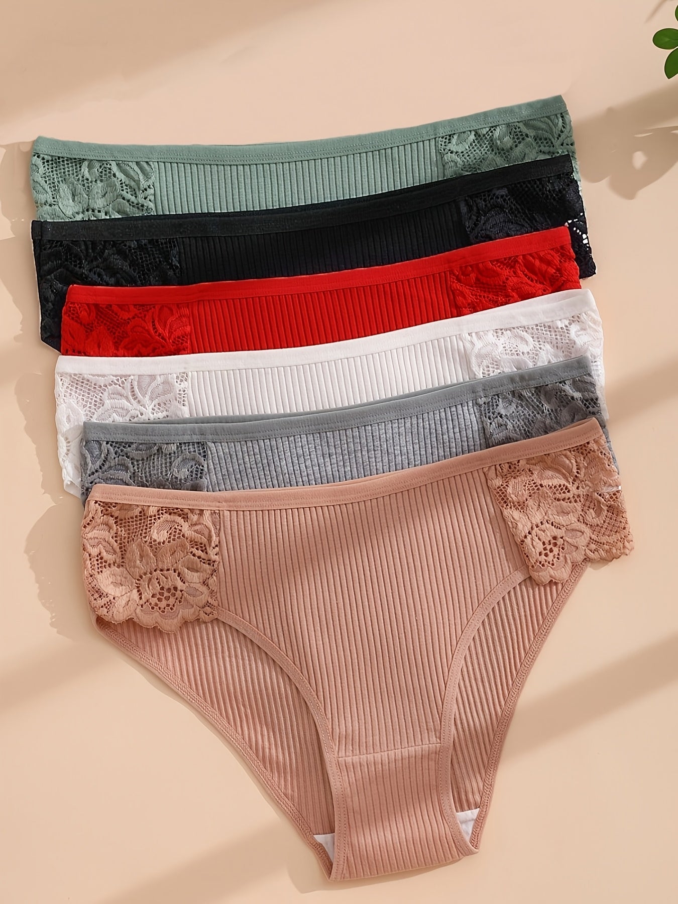 5-Pack Women's Cotton Briefs with Lace Contrast, Breathable Comfort