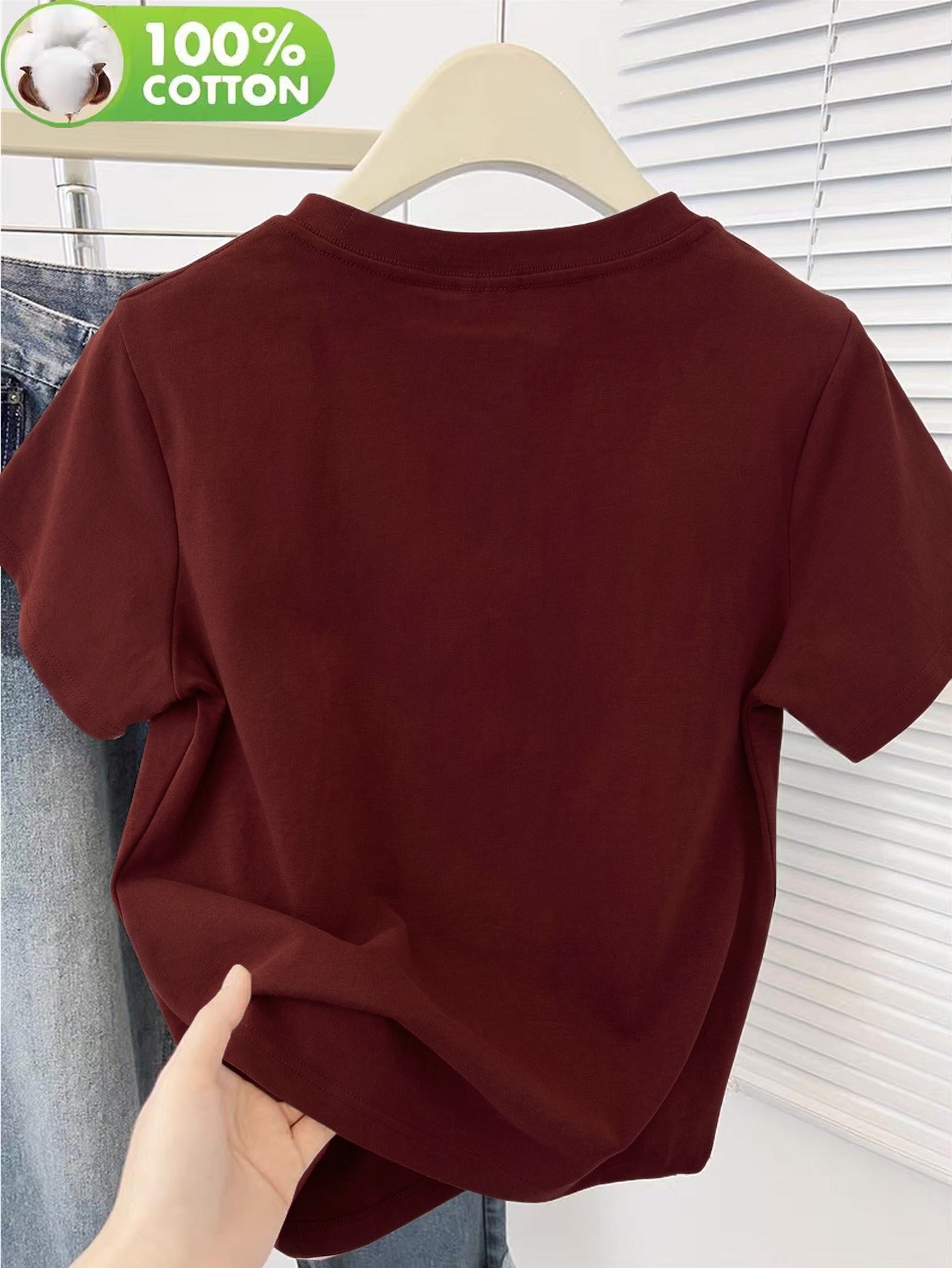 Women's Cotton Short Sleeve T-Shirt with Heart Leopard Print