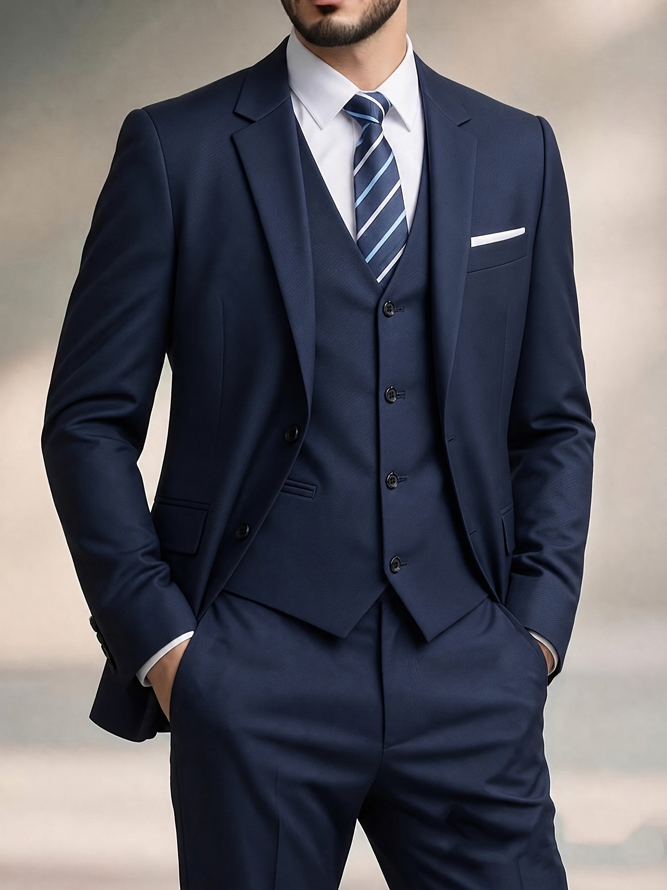 Men's Slim-Fit Two-Button Notch Lapel Suit Jacket