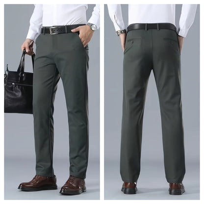 Men's Solid Color Business Casual Pants, Lightweight Business Style Versatile Trousers for Office