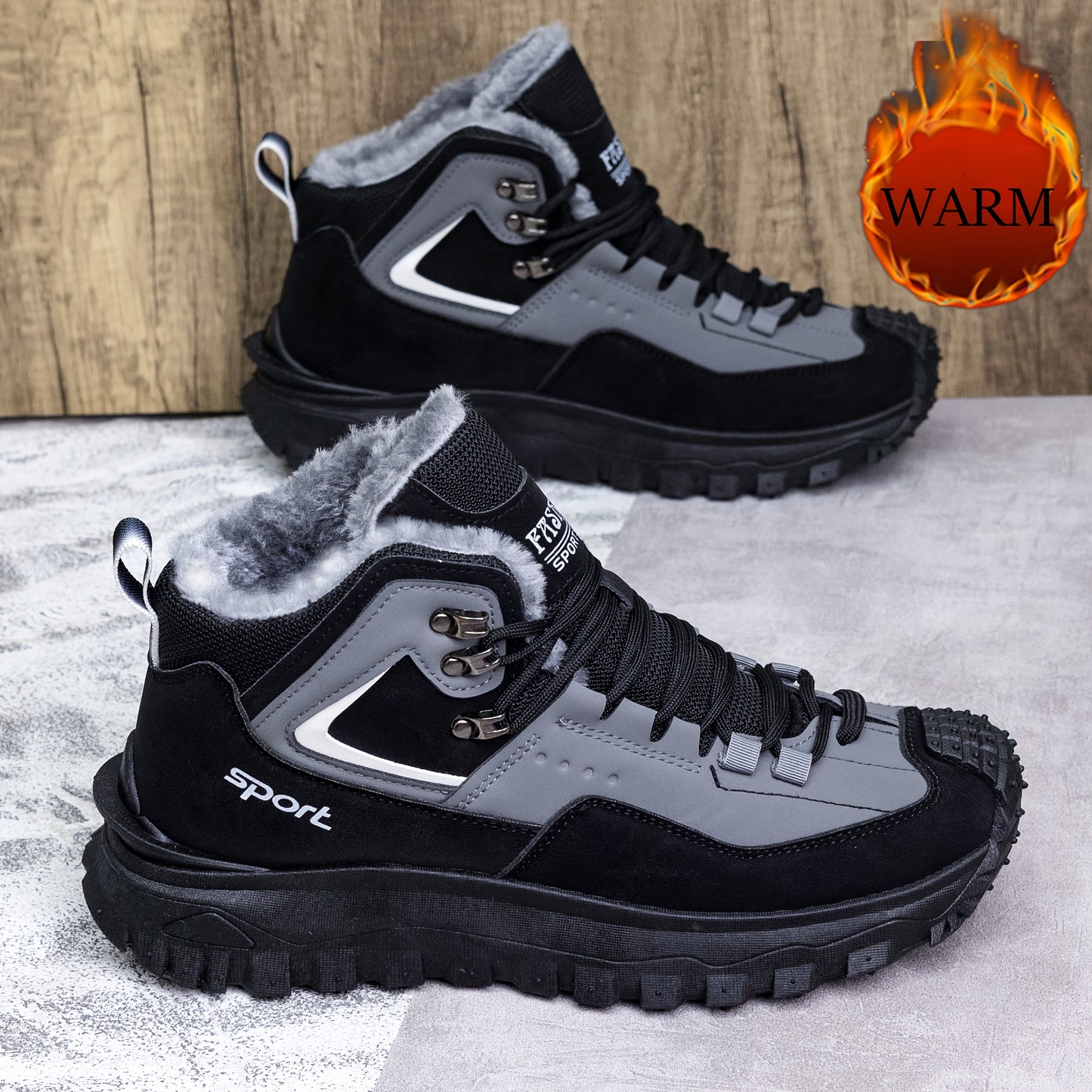 Men's Outdoor Hiking Shoes - Multi-Terrain Breathable Athletic Sneakers for Gym Training, High Elasticity Support & Anti-Slip Design, Lightweight and Warm Snow Sports Footwear