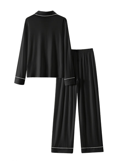 Women's Casual Modal Pajama Set with Stretchy Long Sleeves - ayq