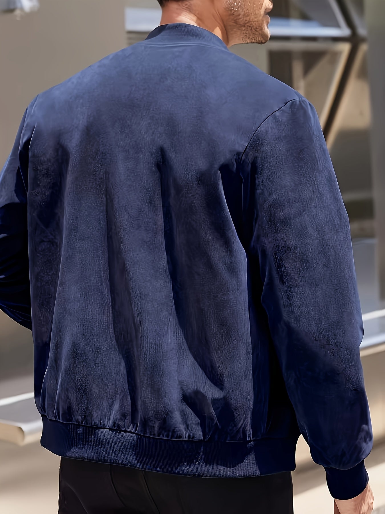 Men's Casual Retro-Inspired Lightweight Zip-Up Jacket - Solid Color, Machine Washable with Baseball Collar