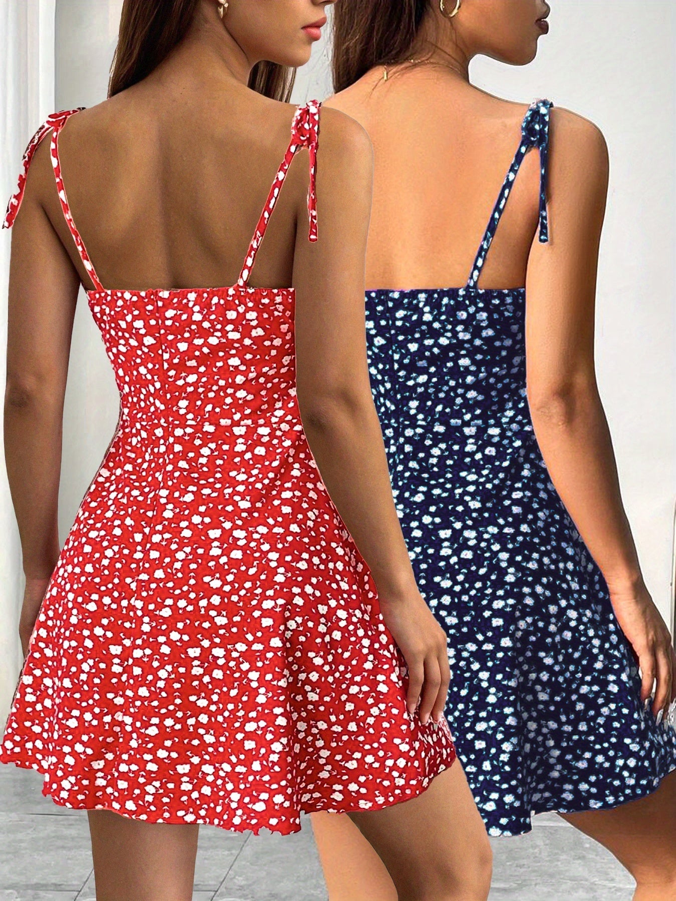Elegant Women's Spring Mini Slip Dress with Floral Print