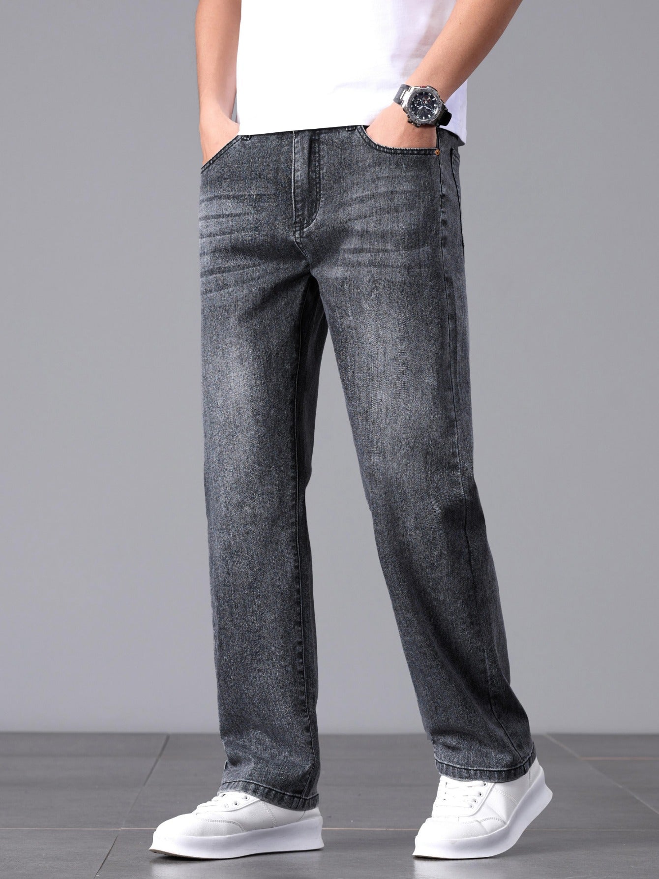 Men'S Stretchy Long Pants, Stylish And Versatile, Slim Fit, Breathable, Trendy Denim Trousers for Spring And Summer.