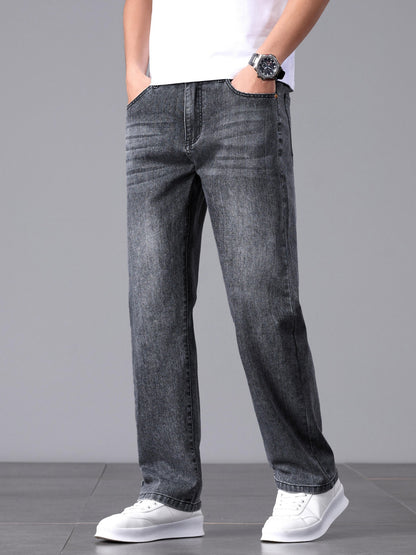 Men'S Stretchy Long Pants, Stylish And Versatile, Slim Fit, Breathable, Trendy Denim Trousers for Spring And Summer.