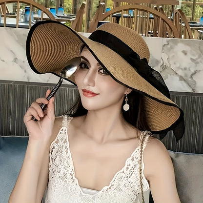 Women’s Linen Large Brim Foldable Summer Beach Hat