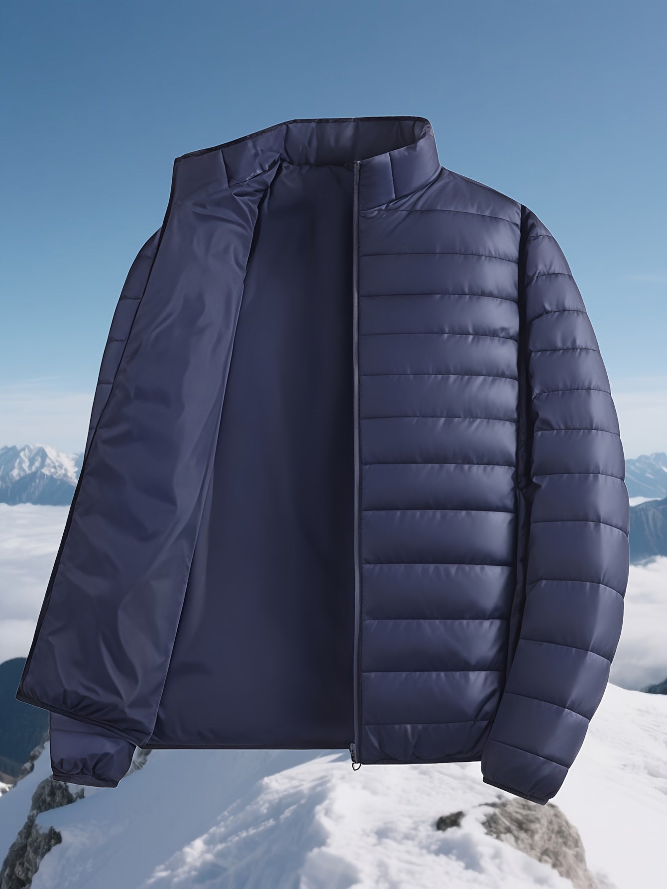 Men's Padded Coat - Men's Autumn/Winter Warm Outerwear - Men's Top - Men's Stand Collar Jacket - Men's Coat Jacket - Men's Warm Coat - Men's Overcoat - Men's Clothing - Men's Cold-Proof Coat - Autumn/Winter Coat, Solid Color, - ayq
