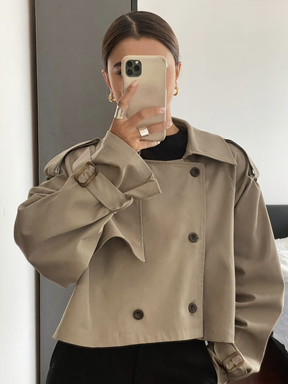 Կանացի գարուն/աշուն միագույն, պարզ, ազատ, առօրյա, կարճ, երկար թևքերով տրենչ-բաճկոն